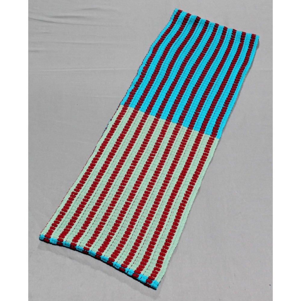 Verloop Infinity Scarf Red Teal Knit Loop Scarf Colorblock Acrylic Waffle Knit